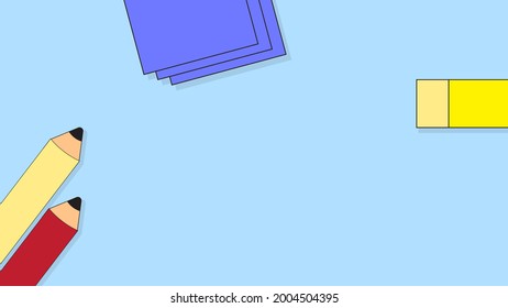 abstract background template, eraser pencil and pastel colored paper