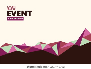 Plantilla de fondo abstracta para eventos, representaciones artísticas, portadas, afiches, folletos y otras publicaciones. Patrón de triángulos poligonales con colores púrpura y verde pálido.