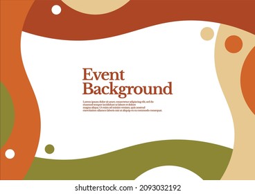 Abstract background template for events, backdrops, covers, presentations, pamphlets, posters, and other publications. Event background using autumn colors, circles, and curves geometric shapes.