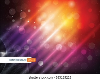 Abstract background template festive defocused rays lights and stars in vector