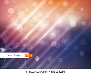 Abstract background template festive defocused rays lights and stars in vector