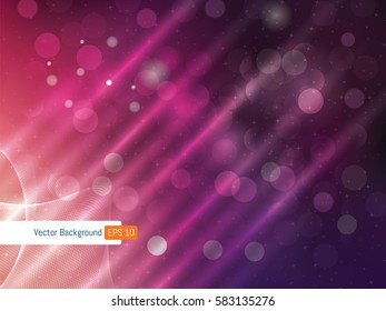Abstract background template festive defocused rays lights and stars in vector