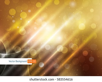Abstract background template festive defocused rays lights and stars in vector