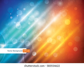 Abstract background template festive defocused rays lights and stars in vector