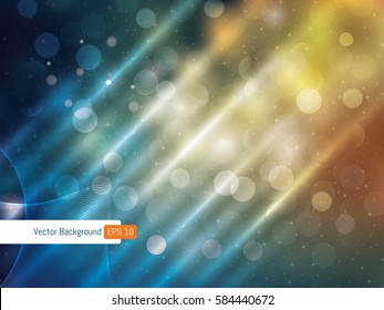 Abstract background template festive defocused rays lights and stars in vector
