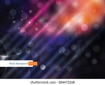 Abstract background template festive defocused rays lights and stars in vector