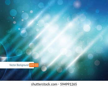 Abstract background template festive defocused rays lights and stars in vector