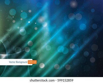 Abstract background template festive defocused rays lights and stars in vector