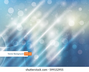 Abstract background template festive defocused rays lights and stars in vector