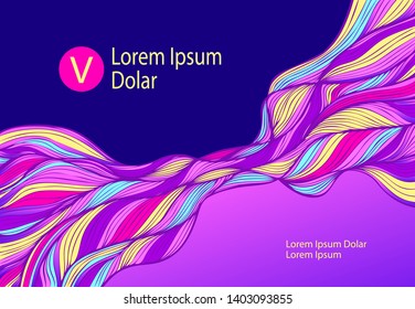 Abstract Background or template flyer banner or visit card with Wave or Smoke or folds in colorful bright  tones 