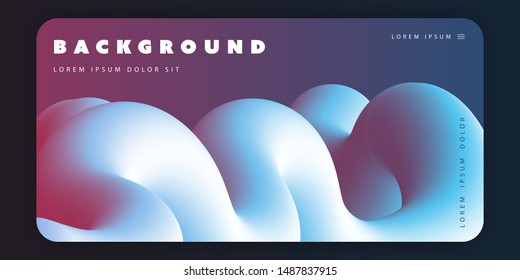 Abstract Background Template, Gradient Shapes Composition, Poster or Landing Page Design with Red, Blue and White Three Dimensional Shape - Vector Illustration