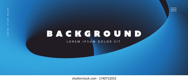 Abstract Background Template, Gradient Shapes Composition, Poster Header, Banner or Landing Page Design with Black and Blue Colored Three Dimensional Shape - Vector Illustration
