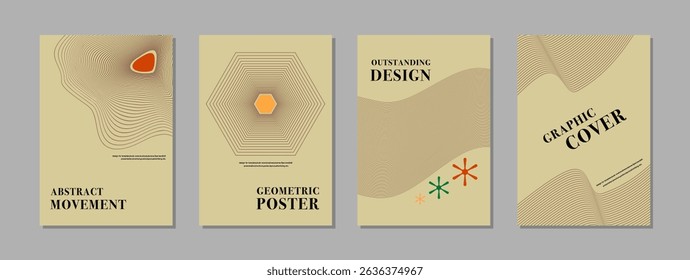 Abstract background template layout design.  Set of a vintage retro Bauhaus creative template vector illustration. Design for book cover, brochure, poster, banner, handbill, flyer, marketing, business