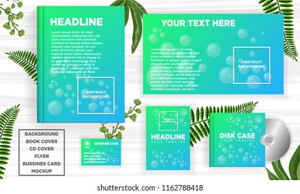 abstract background template with mockup for book cover, flyer, business card, disc cover, bubble design element vector illustration download file in eps10