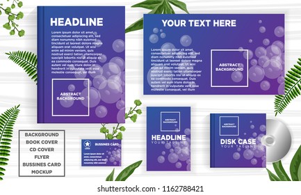 abstract background template with mockup for book cover, flyer, business card, disc cover, bubble design element vector illustration download file in eps10