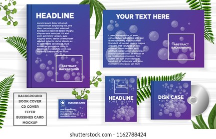 abstract background template with mockup for book cover, flyer, business card, disc cover, bubble design element vector illustration download file in eps10