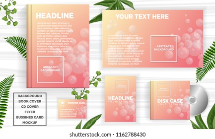 abstract background template with mockup for book cover, flyer, business card, disc cover, bubble design element vector illustration download file in eps10