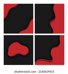 abstract background template papercut style, promotion sign geometric organic shape black and red, bannner vector design 