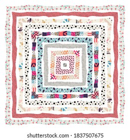 Abstract background template, patchwork tiles. Freehand drawing
