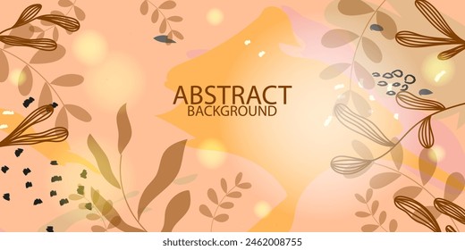 Plantilla de fondo Abstractas, cartel con flores, plantas y flores arte de línea dibujado a mano Ilustración vectorial.