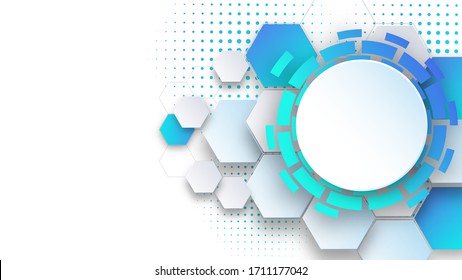 presentación científica y tecnológica de plantilla de fondo abstracto, forma hexagonal con color azul y suave. Ilustración del vector
