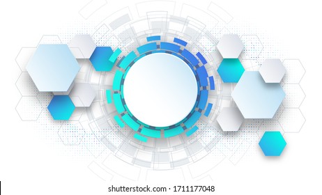 abstract background template science and technology presentation, hexagonal shape with blue and soft color. Vector illustration