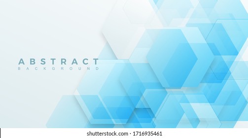 abstract background template science and technology presentation, hexagonal shape with blue and soft color. Vector illustration