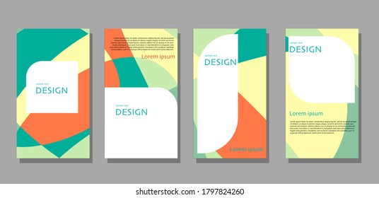 Abstract Background Template Set. Trendy abstract colorful geometric and curve vector for Cover, book, social media story, Banner, Poster and Page Layout Design and many more with 1080x1920 px size.