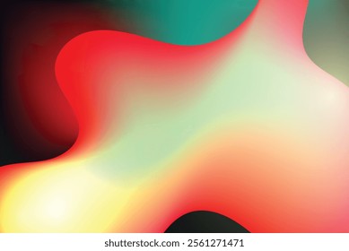 Abstract background template splash liquid 3D shapes and gradient colors in green and red. Includes splash fluid elements, 3d illustration, 3d rendering