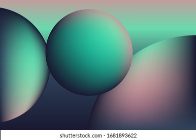 Abstract background template vector  design with 3D  shapes. Gradient illustration with blue, green colors
