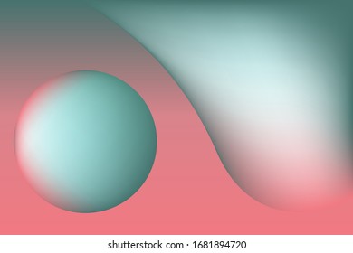 Abstract background template vector  design with 3D  shapes. Gradient illustration with mint, pink colors