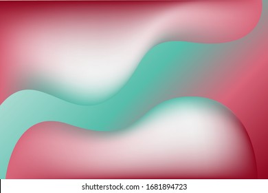 Abstract background template vector  design with 3D  shapes. Gradient illustration with mint, pink colors