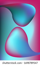 Abstract background template vector  design with 3D  shapes. Gradient illustration with blue, pink colors
