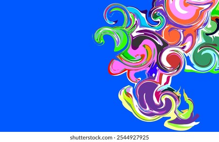 ABSTRACT BACKGROUND TEMPLATE. VECTOR ILLUSTRATION, VIBRANT MARBLING. COLORFUL BACKDROP. PSYCHEDELIC PAINT ABSTRACTION. MARBLE PATTERN CONCEPT STYLE DESIGN