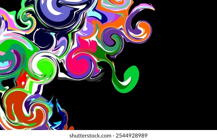 ABSTRACT BACKGROUND TEMPLATE. VECTOR ILLUSTRATION, VIBRANT MARBLING. COLORFUL BACKDROP. PSYCHEDELIC PAINT ABSTRACTION. MARBLE PATTERN CONCEPT DESIGN