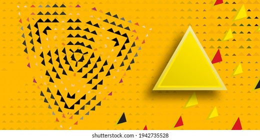 Plantilla de fondo abstracta para sitios web, banners, tarjetas de visita, invitaciones. Color retro.Fondo triangular amarillo. Fondo triangular amarillo brillante brillante brillante brillante, brillante y brillante. Ilustración vectorial Eps10.