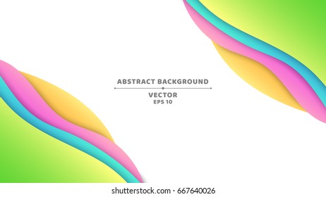 Abstract background. Template for your projects. Multicolored paper waves isolated on white background. Vector illustration