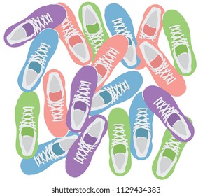 Abstract background. Tennis shoes. Sneakers background. Retro background