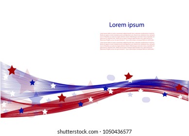 Abstract background with text, blue and red smooth lines