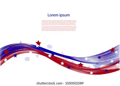 Abstract background with text, blue and red smooth lines