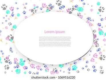 Abstract background with text and footprints