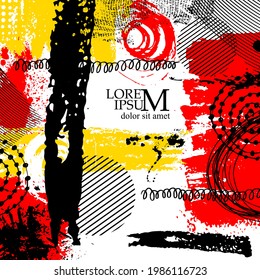 Abstract background for text. With handmade items. Abstract frame made of brush strokes. Vector illustration