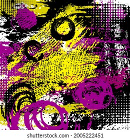 Abstract background for text. With handmade items. Abstract frame made of brush strokes. Vector illustration