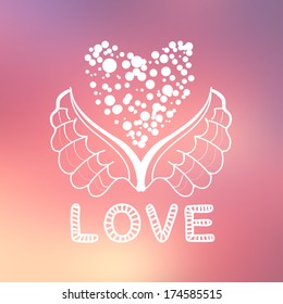 Abstract background with text for love confession. Greeting card concept. Sketch vector illustration for romantic design