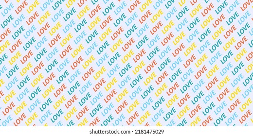 Abstract background with text "love" in trendy retro cartoon style. Vector EPS 10