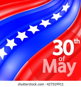 Abstract background with text, Memorial Day, the 30th of may,  design for holidays, vector illustration