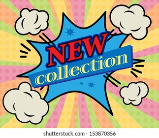 Abstract background with the text New Collection written inside, vector illustration