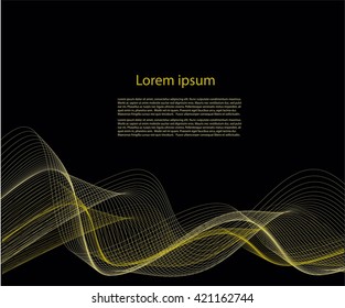 Abstract background with text and waves