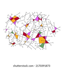 fondo abstracto para el registro textil del interior, los artículos de la forma de vida doméstica líneas gráficas son figuras geométricas localizadas en forma caótica