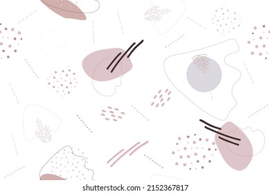 Antecedentes abstractos de la ropa de cama textil. Patrón sin brillo con formas geométricas sobre blanco. Ilustración vectorial. Corazas modernas, frescas, manchas y garabatos. Ropa, papel para la ropa de cama y papel pintado.